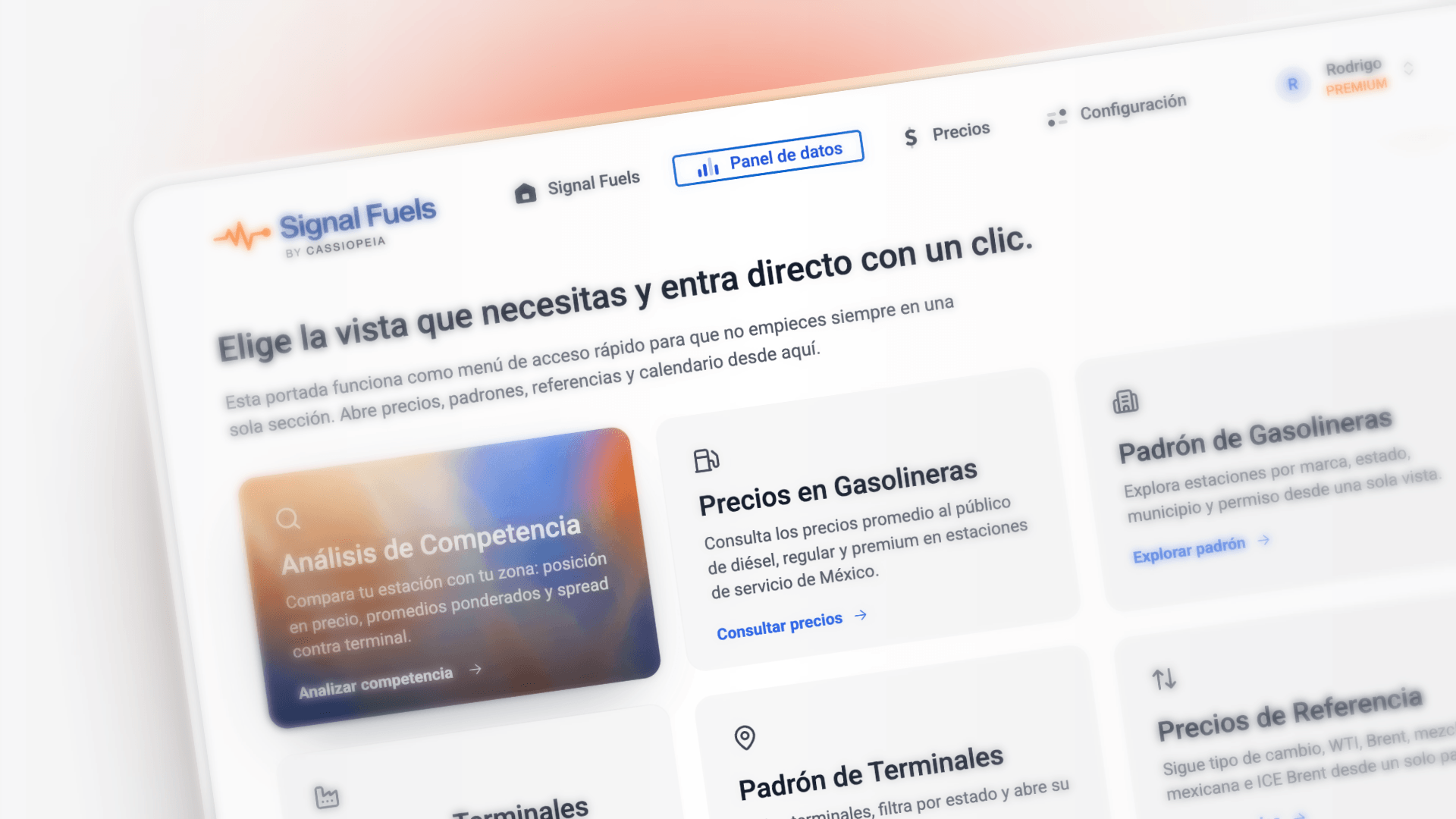 Panel de datos de Signal Fuels: precios de combustibles, padrón de gasolineras y análisis de competencia en México.